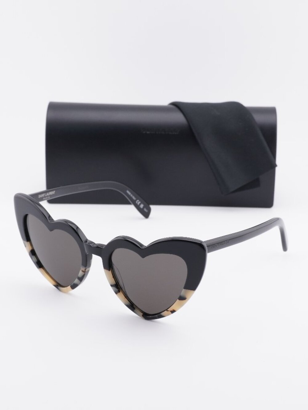 Saint Laurent SL181 LOU LOU 012 Geometric Sunglasses - Black/Grey Havana / Grey